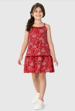 Vestido Infantil Detalhe Pompom Em Algodão Malwee Kids Vermelho - comprar online