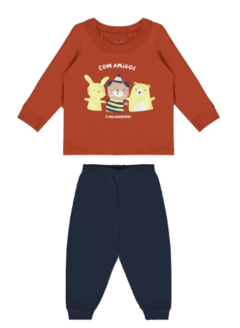 Conjunto Camiseta e Calça Infantil Menino Malwee Kids Laranja