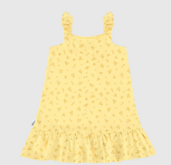 Vestido Infantil Com Babados Em Algodão Malwee Kids Amarelo
