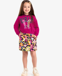 Conjunto Infantil Blusão Com Saia Rovitex Kids Rosa - comprar online