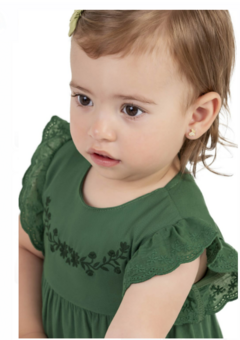 VESTIDO MANGA CURTA EVASÊ EM VICOLINHO COLORITTÁ VERDE