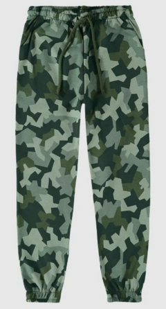 CALÇA INFANTIL MENINO ESTAMPA CAMUFLADA EM MOLETOM FLANELADO MALWEE KIDS VERDE