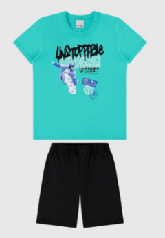 Conjunto Infantil Menino Camiseta T-Rex Em Algodão Malwee Kids