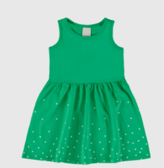 Vestido Infantil Rodado Sem Mangas Em Algodão Malwee Kids Verde
