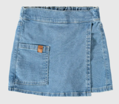 SHORTS SAIA INFANTIL MENINA BOLSO FRONTAL EM JEANS MOLETOM MALWEE KIDS AZUL - comprar online