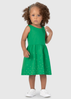 Vestido Infantil Rodado Sem Mangas Em Algodão Malwee Kids Verde - comprar online