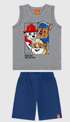 Conjunto Infantil Menino Regata Patrulha Canina Em Algodão Malwee Kids Cinza - comprar online