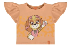 Blusa Infantil Menina Manga Babado Patrulha Canina Malwee Kids Laranja - comprar online