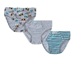 KIT 3 CUECAS SLIP MEIA MALHA MENINO MALWEE KIDS CINZA