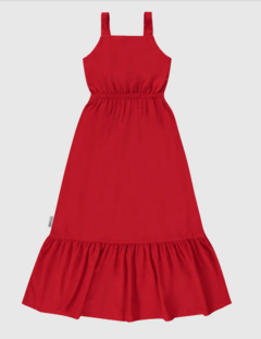 Vestido Infantil Longo Amarração Costas Em Viscose Malwee Kids Vermelho
