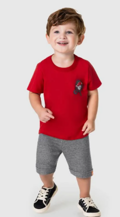 Conjunto Infantil Menino Estampa Frente E Costas Patrulha Canina Malwee Kids Vermelho