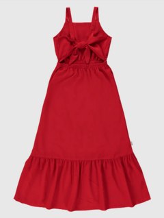 Vestido Infantil Longo Amarração Costas Em Viscose Malwee Kids Vermelho - comprar online