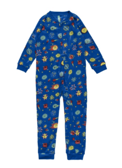 PIJAMA MACACÃO INFANTIL UNISSEX ESTAMPADO EM SOFT MALWEE KIDS AZUL