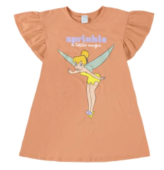 VESTIDO INFANTIL MANGA BABADO CLÁSSICOS DISNEY® EM ALGODÃO MALWEE KIDS LARANJA - comprar online