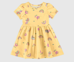 Vestido Infantil Rodado Em Algodão Malwee Kids Amarelo