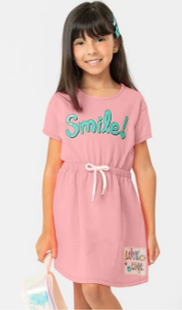 VESTIDO INFANTIL MOLETINHO SMILE ROVITEX KIDS ROSA
