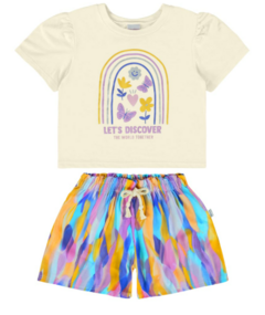 Conjunto Infantil Menina Let's Discover The World Together Malwee Kids na internet