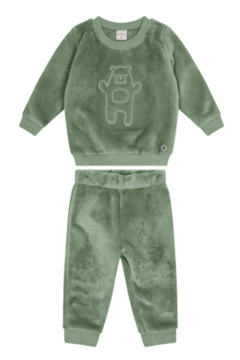 CONJUNTO UNISSEX BORDADO URSO EM PELÚCIA - CARINHOSO VERDE