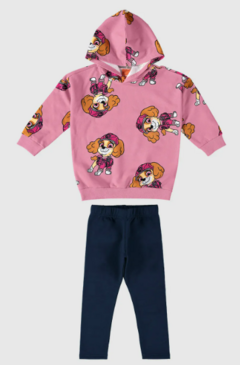 CONJUNTO INFANTIL MENINA BLUSÃO PATRULHA CANINA® EM MOLETOM MALWEE KIDS ROSA