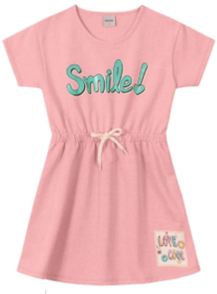 VESTIDO INFANTIL MOLETINHO SMILE ROVITEX KIDS ROSA - comprar online