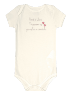 Body Manga Curta Vovô e Vóvó Estou a Caminho - Kiko Baby - Off White - comprar online