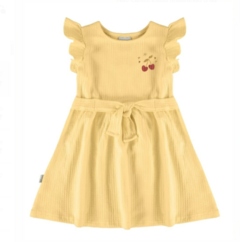Vestido Infantil Faixa Frontal Em Malha Texturizada Malwee Kids Amarelo