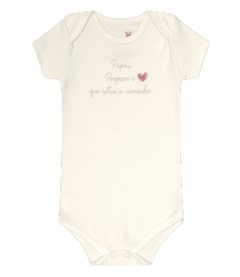 Body Manga Curta Papai Estou a Caminho - Kiko Baby - Off White - comprar online