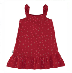 Vestido Infantil Com Babados Em Algodão Malwee Kids Vermelho