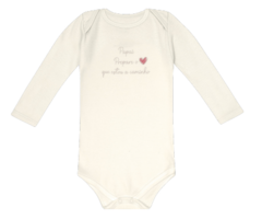 Body Manga Longa Papai Estou a Caminho - Kiko Baby - Off White - comprar online