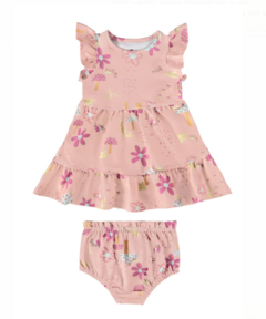 Conjunto Infantil Menina Vestido + Calcinha Em Algodão Malwee Kids Rosa