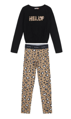 CONJUNTO MENINA BLUSA COM BORDADO FRONTAL EM MALHA ALGODÃO - CARINHOSO PRETO - comprar online