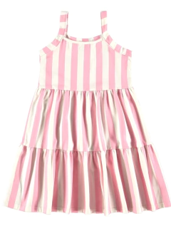 Vestido Infantil Três Marias Listrado Cotton Light Malwee Kids Rosa - Baby Fofs