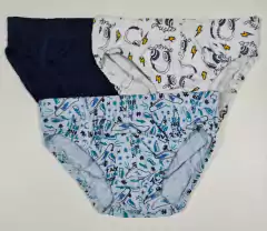KIT 3 CUECAS SLIP MEIA MALHA MENINO MALWEE KIDS AZUL