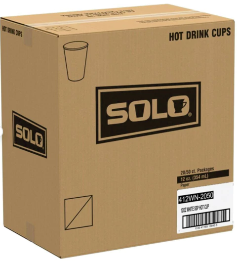 Caja 1000 Vasos Dart/Solo 412WN de Cartón Blanco, 12 oz - comprar en línea