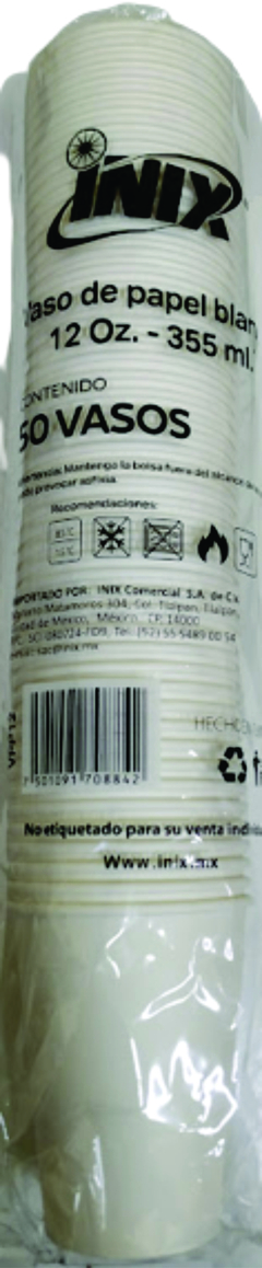 Caja 1000 Vasos Inix VPP12 de Cartón 12 oz