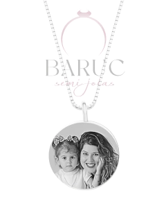 Colar Medalha M Aço Inoxidável Prata