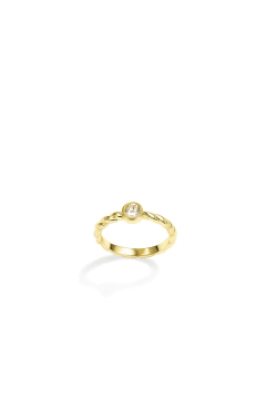 Anel Torcido Zirconia Regulável Dourado