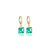 Brinco Argola Pedra Quadrada Grande Verde Claro Dourado