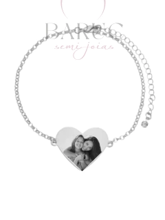 Pulseira Coração M Aço Inoxidável Prata