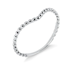 Anel V Bolinhas Prata