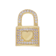Pingente Cadeado com Coração Cravejado Dourado