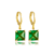 Brinco Argola Pedra Quadrada Grande Verde Dourado na internet