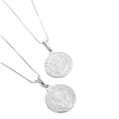 Colar Medalha de São Bento Prata