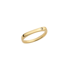 Anel Aliança Quadrada Zirconia Dourado - comprar online