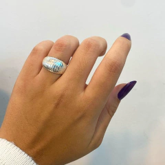 Anel Redondo com Frisos Prata