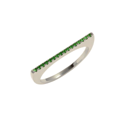 Anel Meia Aliança Reta Zircônia Verde Prata - comprar online