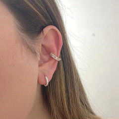Piercing Cravejado Duplo Com Navete Prata - comprar online