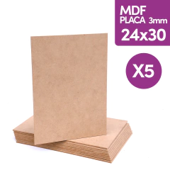 MDF 3mm Natural 24x30 Cm Blanco Acrilico Oleo x 5