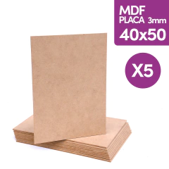 MDF 3mm Natural 40x50 Cm Blanco Acrilico Oleo x 5