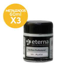 Acrilico Profesional Eterna 60ml Metalizado x3